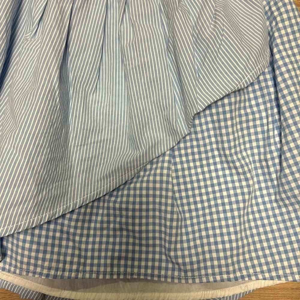 American Eagle NWT XS (S good) light blue white wrap lined  country mini skirt - Picture 2 of 6
